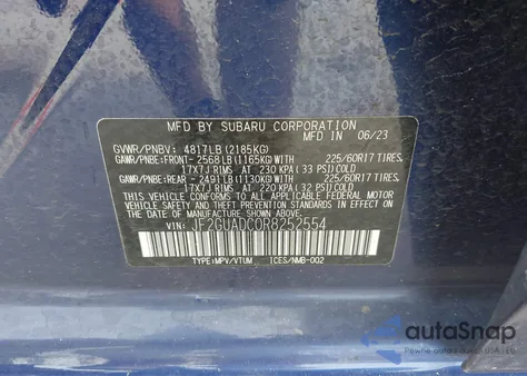 2024 Subaru Crosstrek Premium z USA, uszkodzony, nr VIN JF2GUADC0R8252554